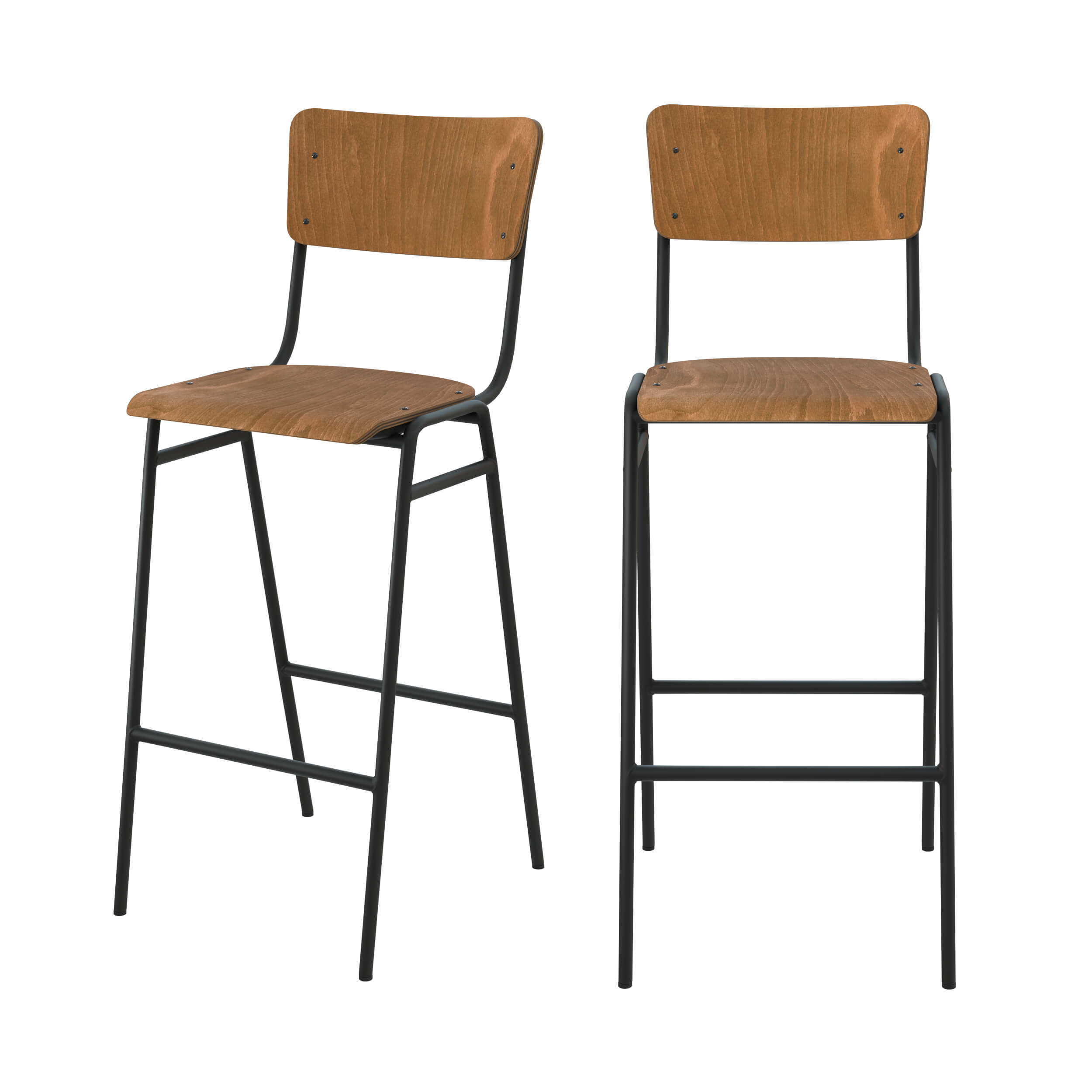 Rendez-Vous Déco Chaise de bar 75 cm en bois (lot de 2) Marron 45x110x51cm