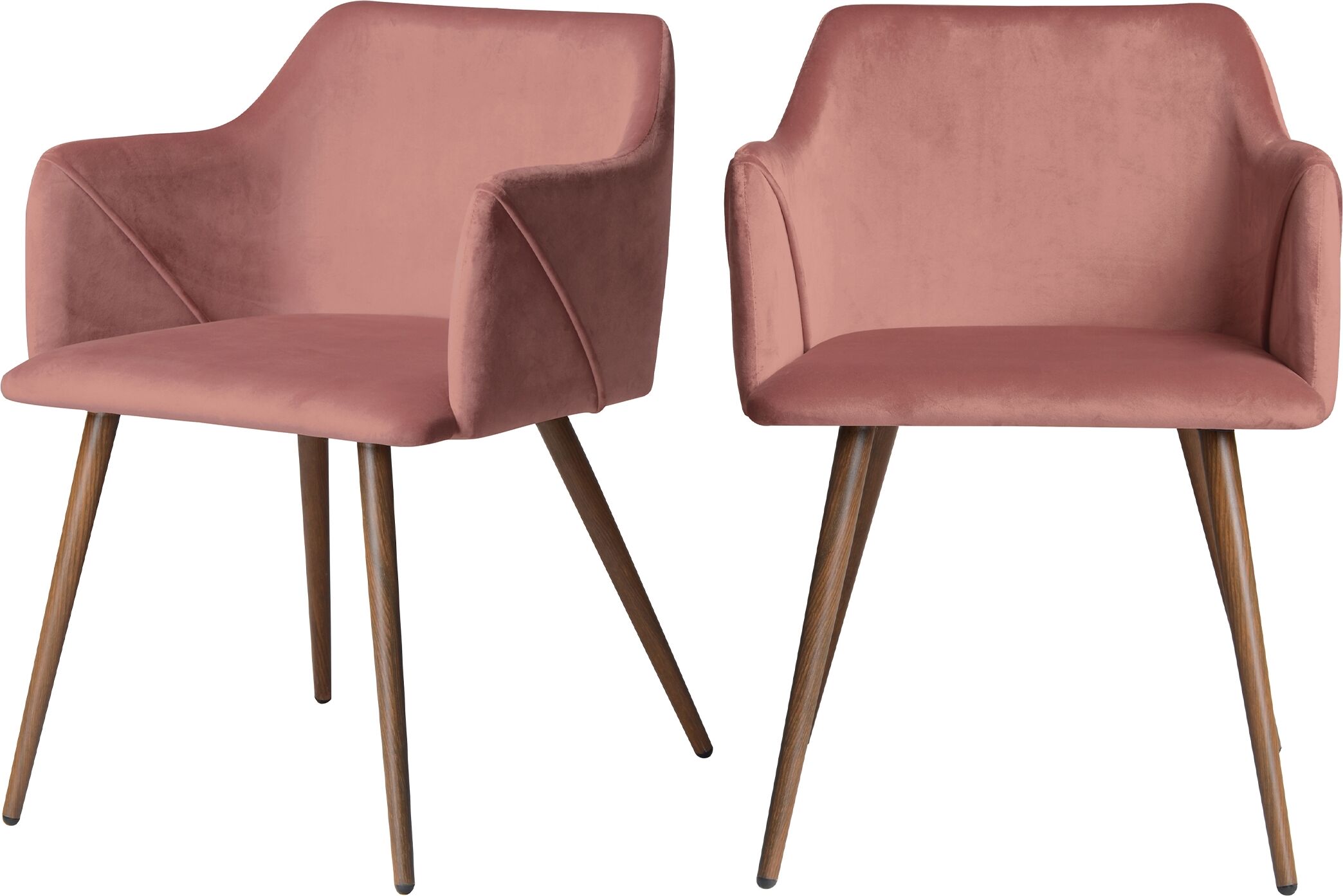 Rendez-Vous Déco Chaise avec accoudoirs en velours rose (lot de 2) Rose 53x77x51cm