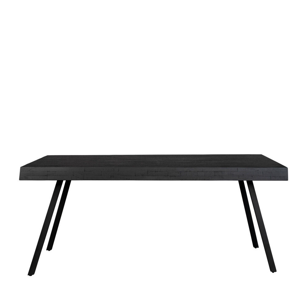 Drawer Table à manger en teck recyclé 220x100cm noir Noir 220x75x100cm
