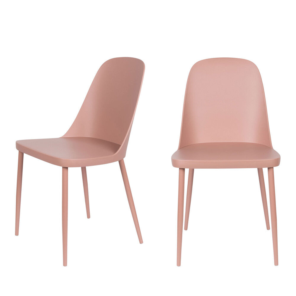 Drawer Lot de 2 chaises en résine et métal rose Rose 54x85x46cm
