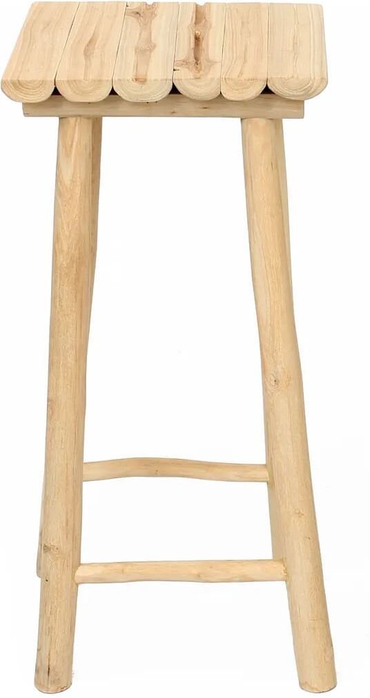 Bazar Bizar Tabouret de bar en bois de teck naturel Beige 35x75x35cm