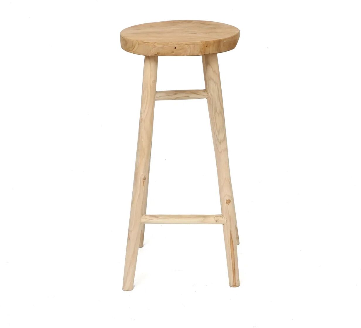 Bazar Bizar Tabouret de bar en bois de suar naturel Beige 35x75x35cm