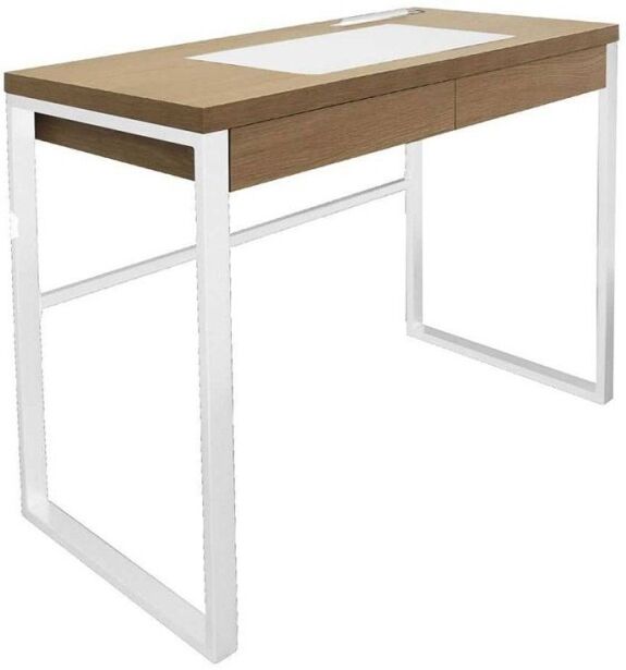 The Home Deco Factory Bureau bois et métal blanc Blanc 100x74x50cm