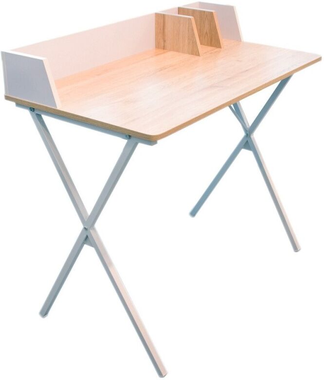 The Home Deco Factory Bureau bois et métal blanc Blanc 90x84x50cm