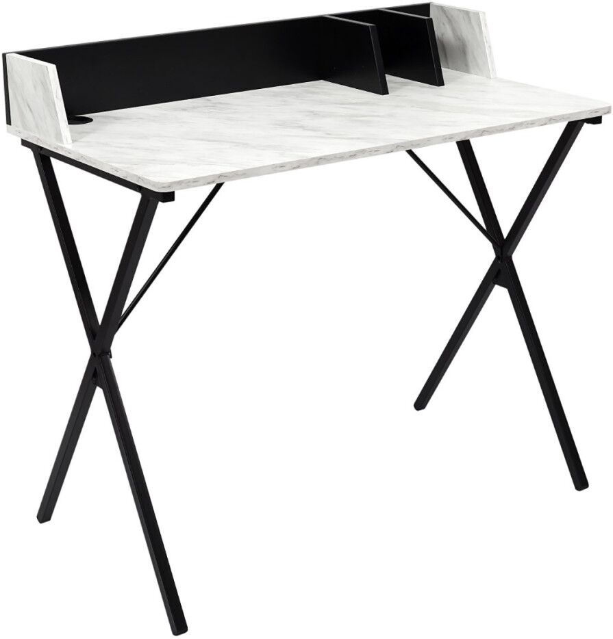 The Home Deco Factory Bureau imitation marbre Blanc 90x84x50cm