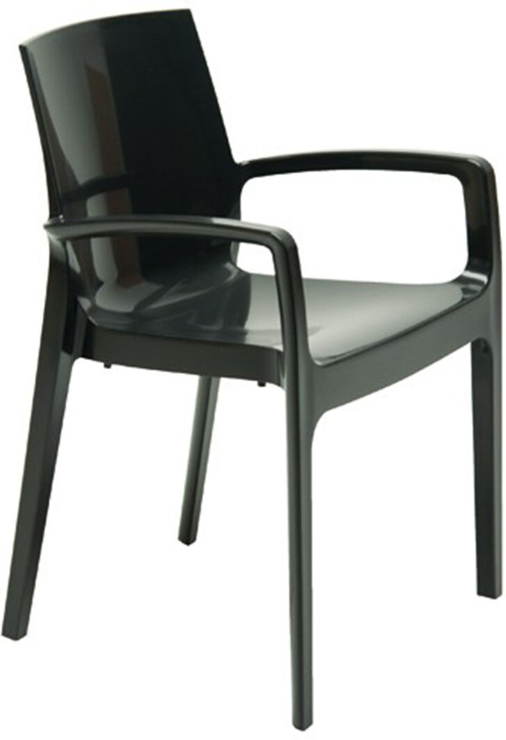 Weber industries Chaise avec accoudoirs polypropylène lou anthracite Gris 58x82x51cm