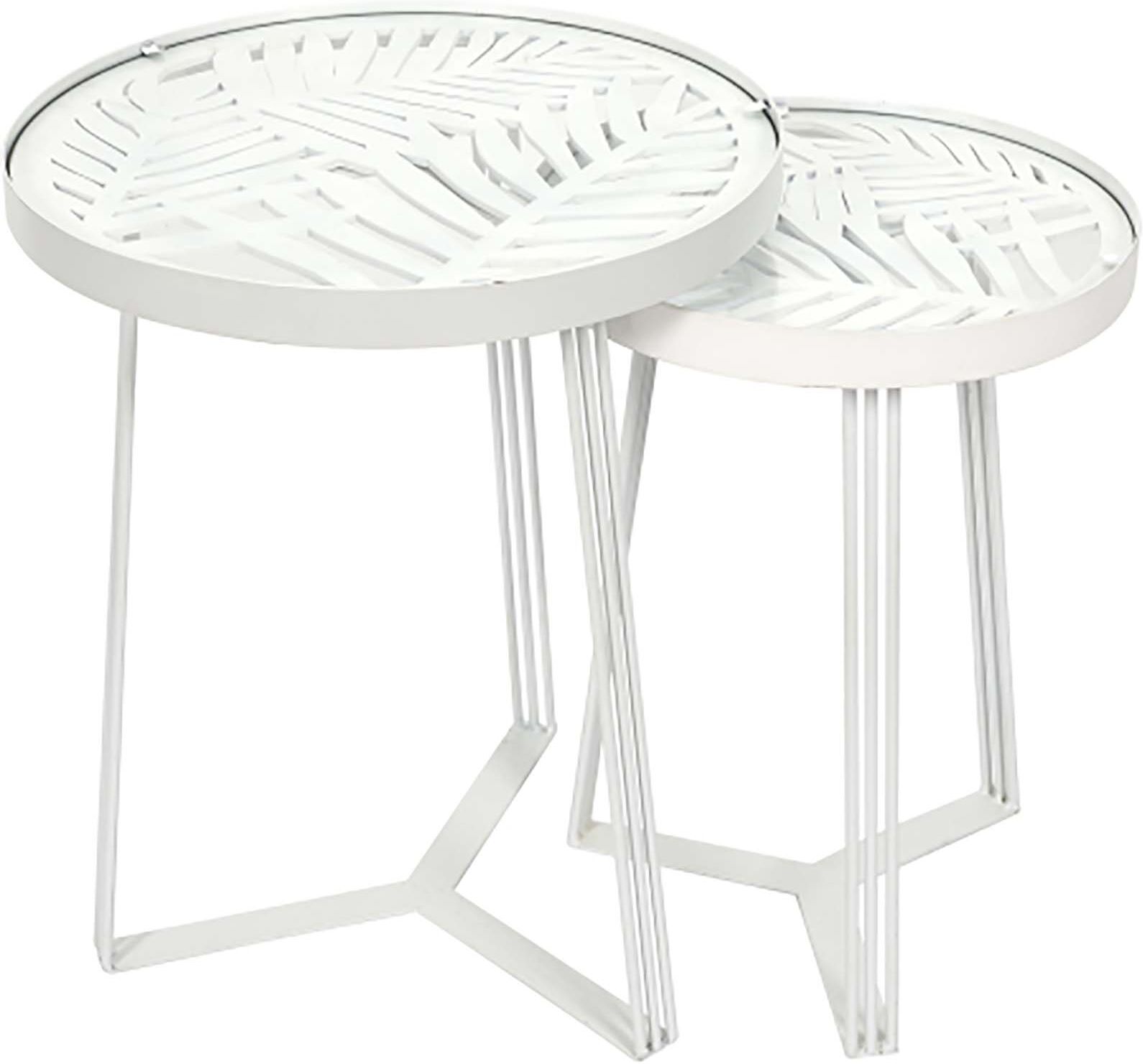 The Home Deco Factory Set de 2 tables gigognes blanc Blanc 40x50x32cm