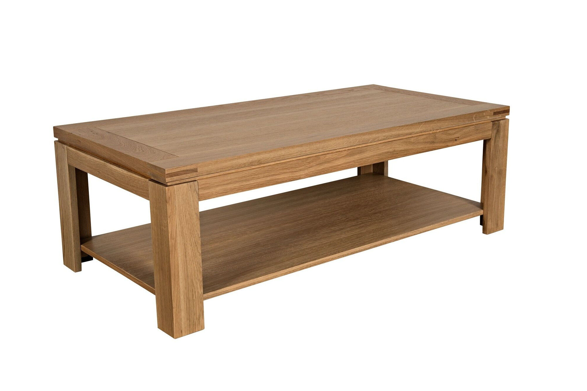 Hellin Table basse moderne bois chêne clair massif Marron 120x40x60cm