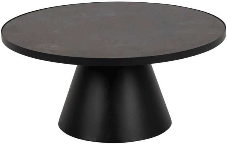 Hellin Table basse ronde en céramique et métal D85 Noir 86x40x86cm