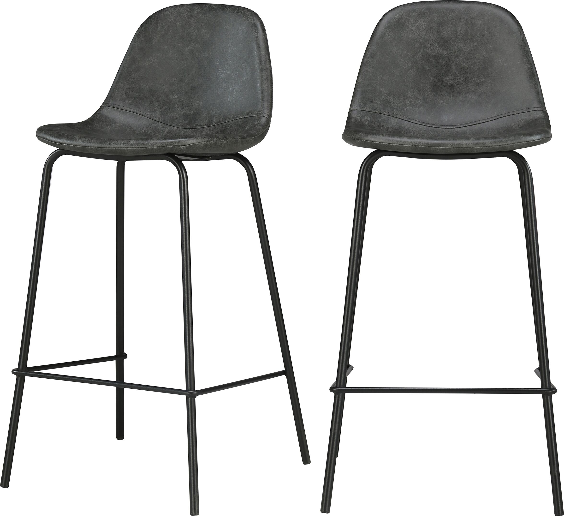 Rendez-Vous Déco Chaise pour îlot central 65 cm en cuir synthétique gris/noir (x2) Noir 41x89x43cm