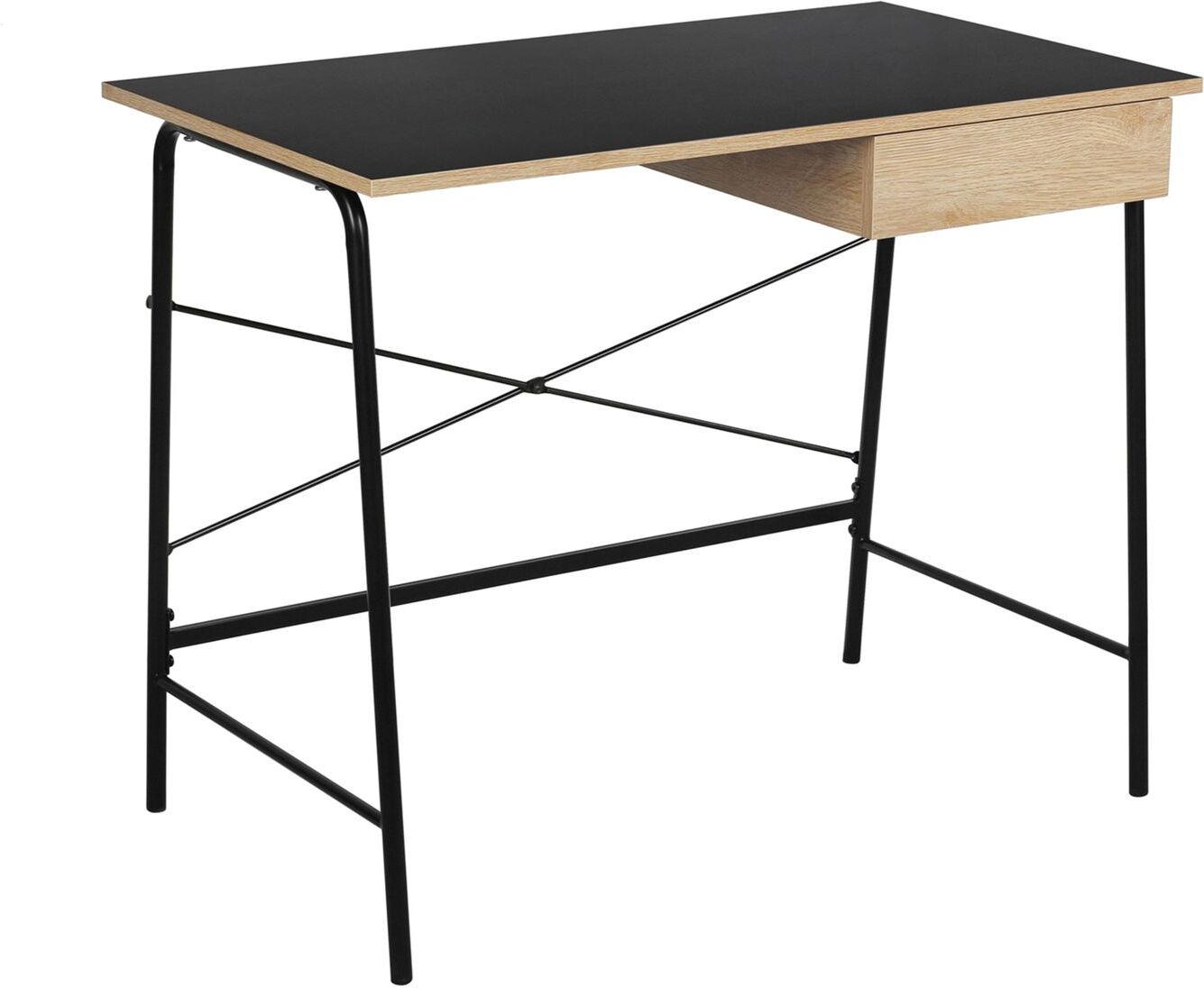 The Home Deco Factory Bureau industriel en bois noir Noir 100x75x50cm