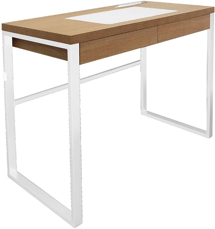 The Home Deco Factory Bureau en métal et bois industriel l. 100 x h. 74 cm blanc Blanc 100x74x50cm