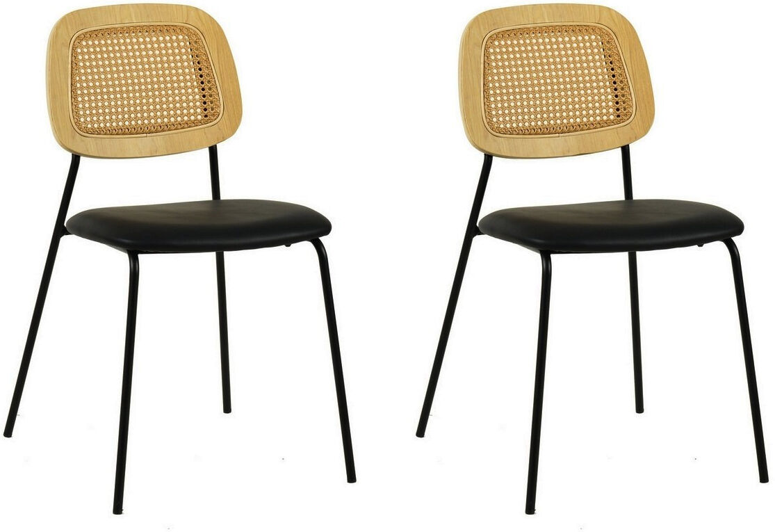 Mathi Design Lot de 2 Chaises de repas en simili cuir noir Noir 48x82x44cm