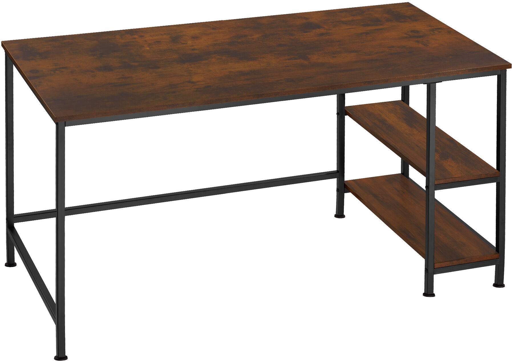 Tectake Bureau informatique canton 120x60x75.5cm bois foncé industriel Marron 120x76x60cm