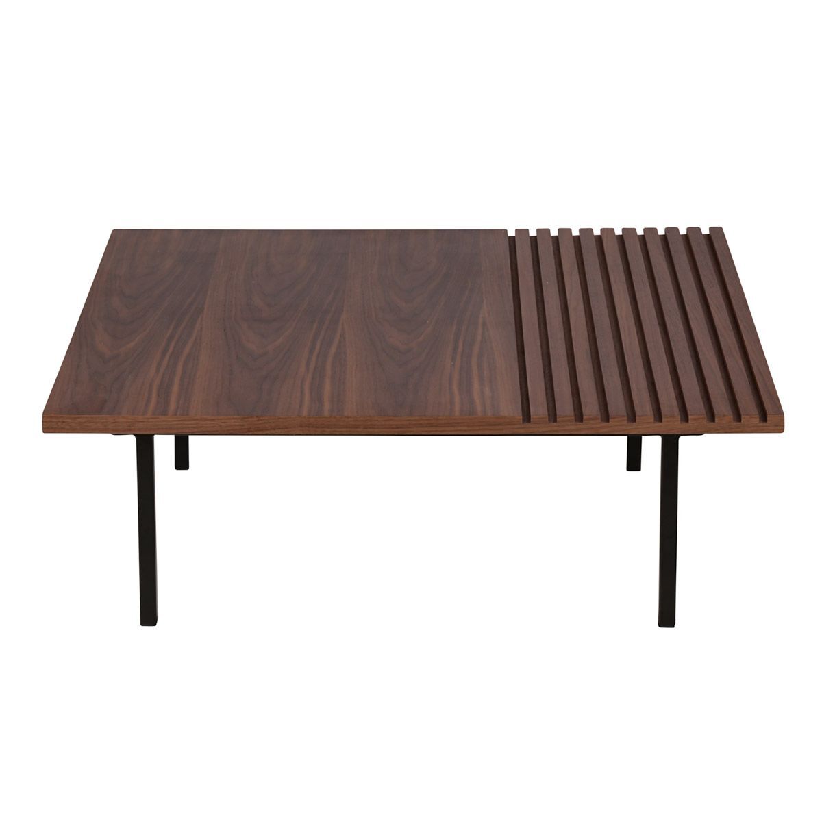 Zago Table basse moderne design art déco placage noyer 85 cm carrée Marron 85x31x85cm