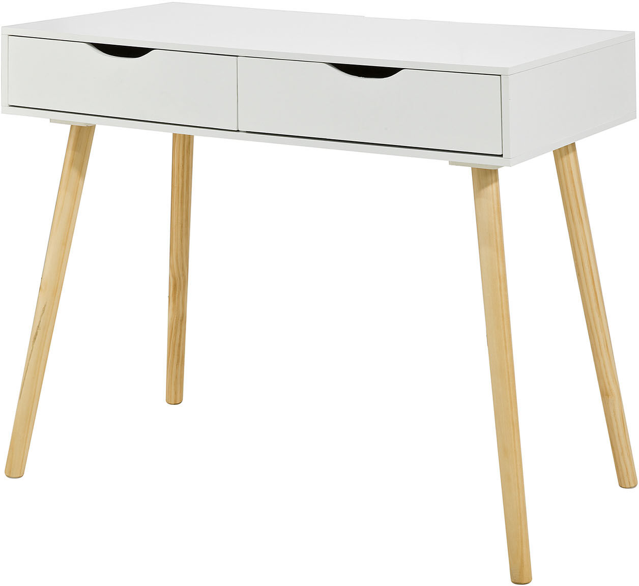 SoBuy Bureau informatique 2 tiroirs effet bois blanc Blanc 90x77x45cm