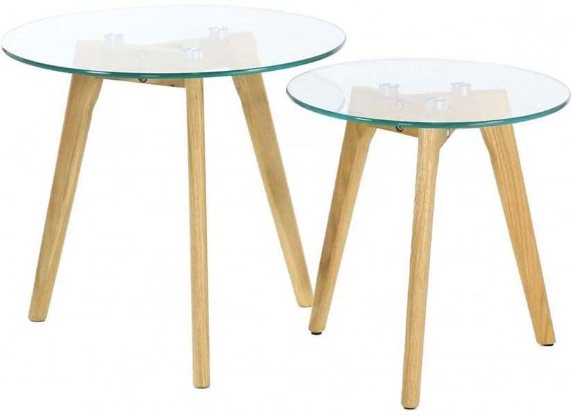 The Home Deco Factory Tables gigognes en verre trempé (lot de 2) Multicolore 50x44x50cm