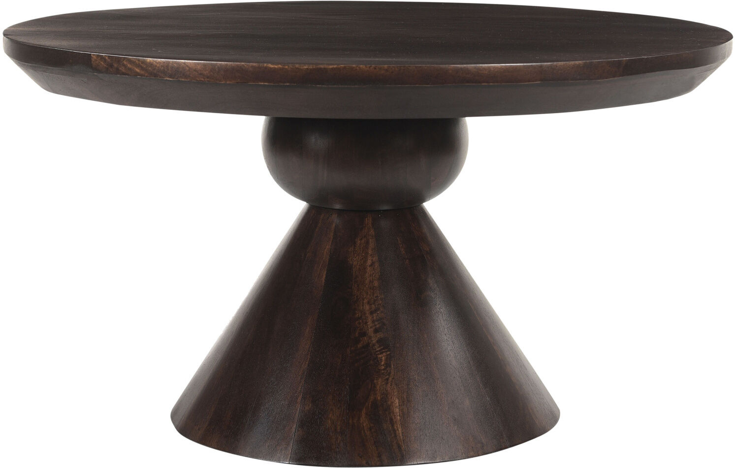 Moloo BOMBAY-Table basse ronde D80 cm, bois de Manguier massif teinté noyer Marron 80x45x80cm