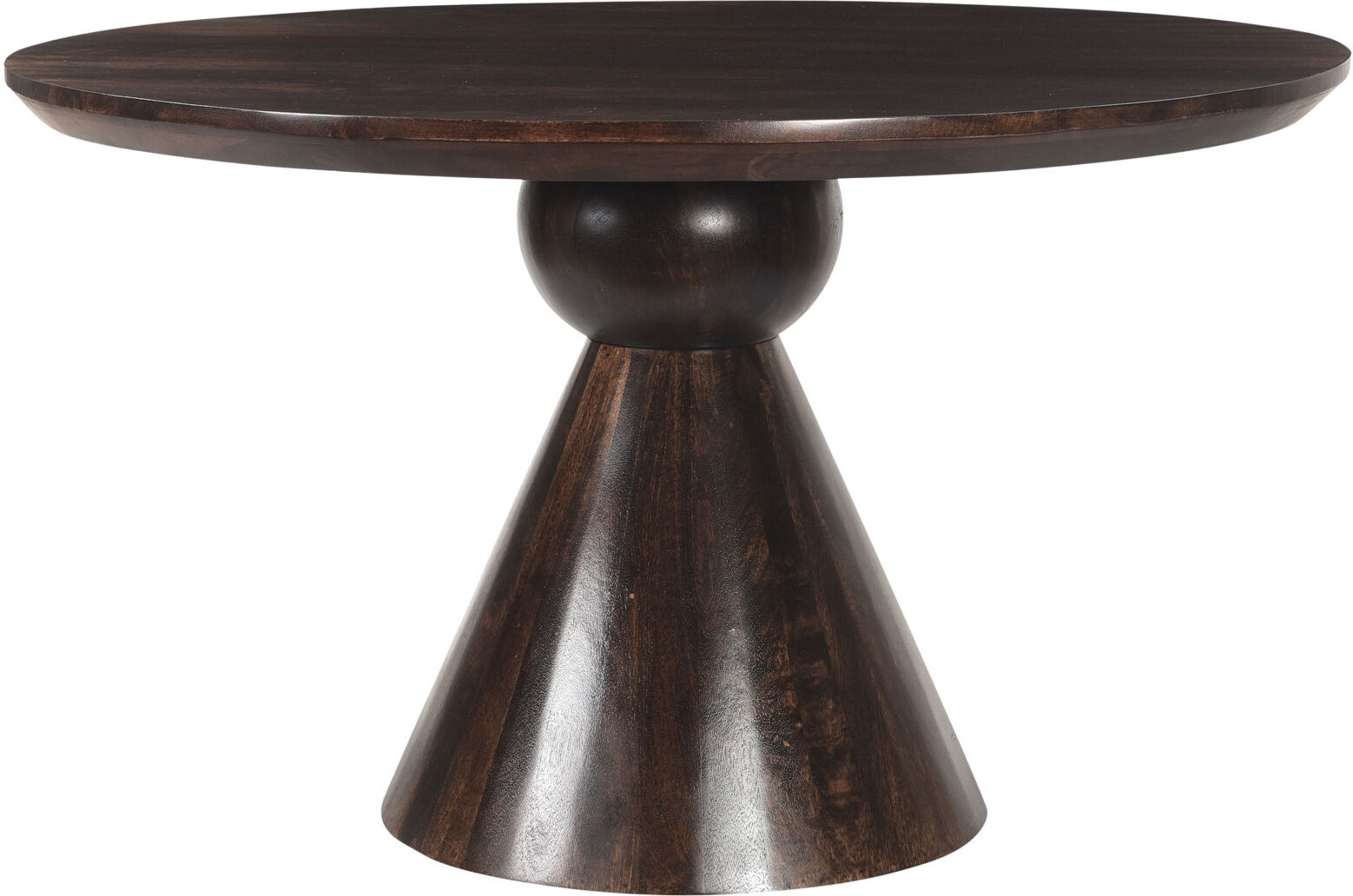 Moloo BOMBAY-Table à manger ronde 6 personnes D130, bois de Manguier noyer Marron 130x76x130cm