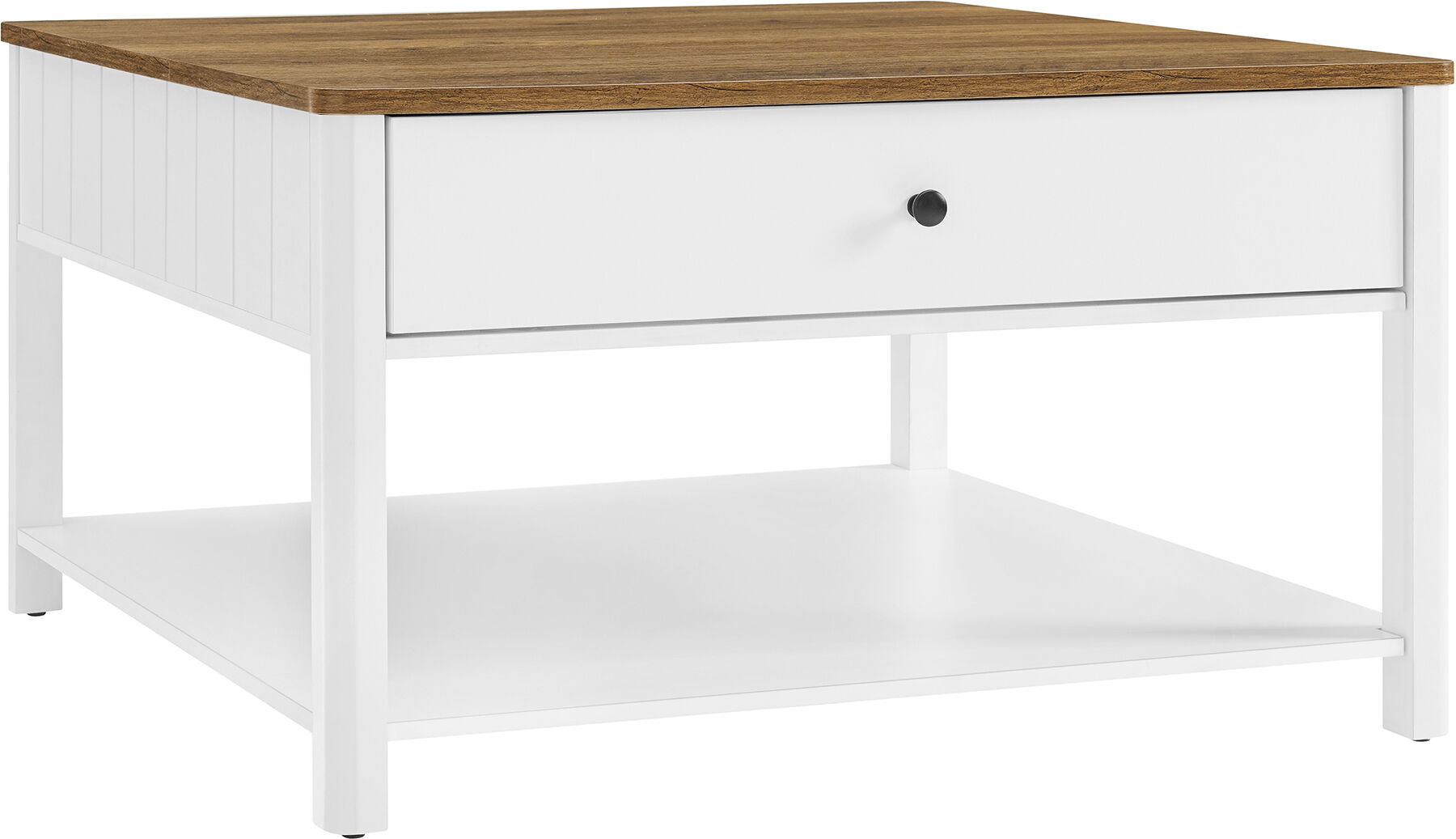 VASAGLE Table basse 2 tiroirs effet bois blanc Blanc 80x45x80cm