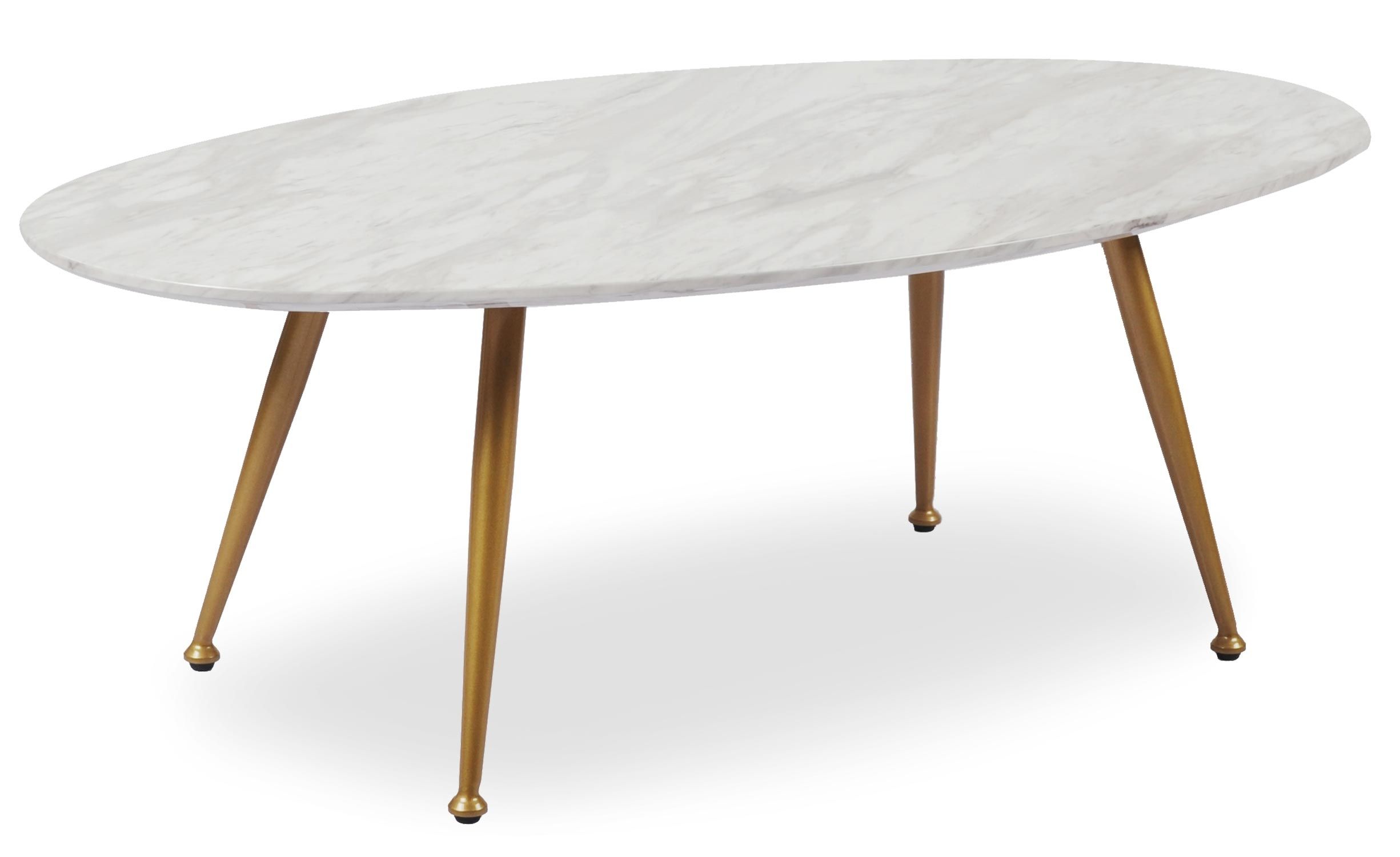 Menzzo Table basse ovale effet marbre Blanc 12x42x65cm