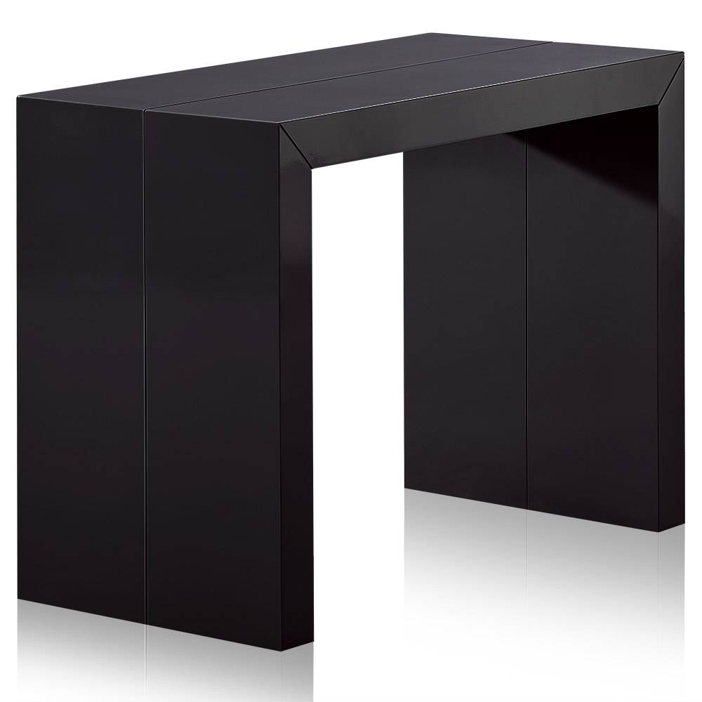 Menzzo Table console extensible l laquée noir Noir 10x24x54cm