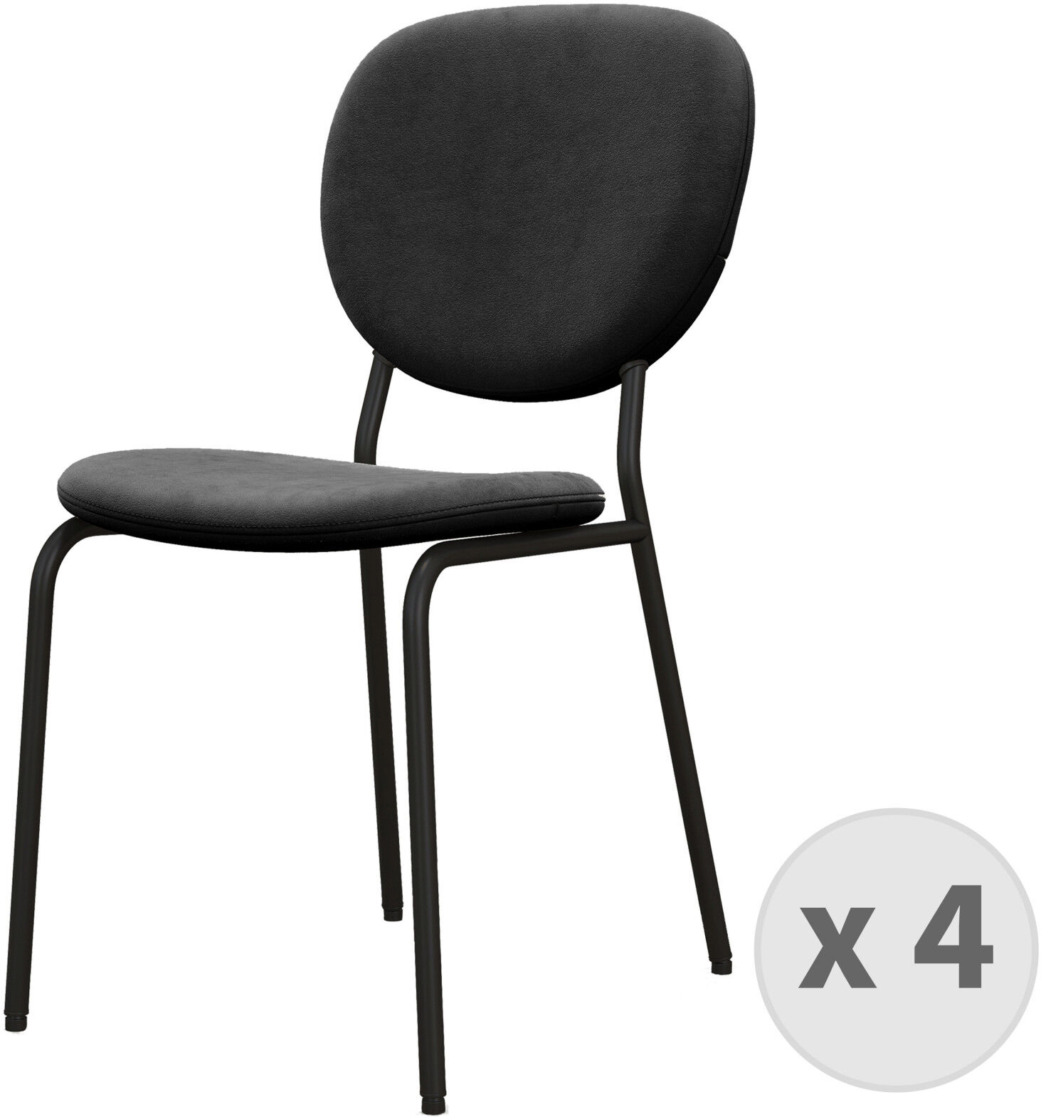 Moloo Chaise en Velours et métal noir (x4) Noir 52x83x43cm