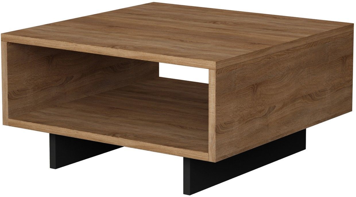 Menzzo Table basse carrée bois chêne et anthracite Marron 60x32x60cm