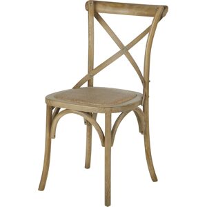 Maisons du Monde Chaise bistrot en bois de hêtre et rotin effet cérusé Beige 49x88x56cm