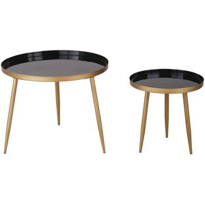 Maisons du Monde Tables basses rondes en métal noir et doré (x2) Or 61x49x61cm