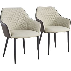 Menzzo Lot de 2 chaises beige et marron Beige 64x88x53cm