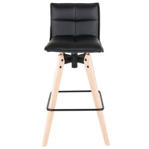 Zago Chaise de bar noire toile imitation cuir Noir 47x96x40cm