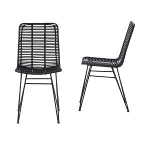 Bois Dessus Bois Dessous 2 chaises en rotin et métal noires Noir 43x87x39cm