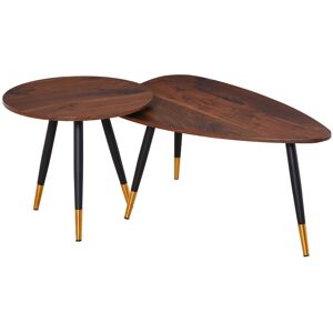 Homcom Lot de 2 tables basses gigognes style art déco Marron 96x40x50cm