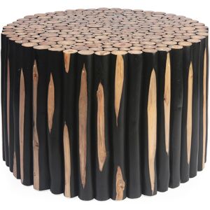 MOYCOR Meuble auxiliaire en bois de teck marron et noir 70cm Ø Noir 70x50x70cm