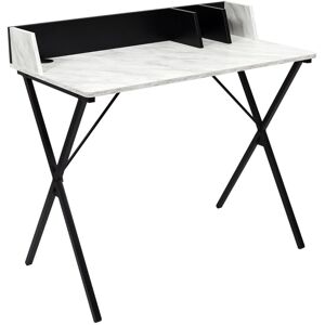 The Home Deco Factory Bureau imitation marbre Blanc 90x84x50cm