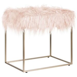 Beliani Tabouret en fausse fourrure rose Rose 44x39x33cm