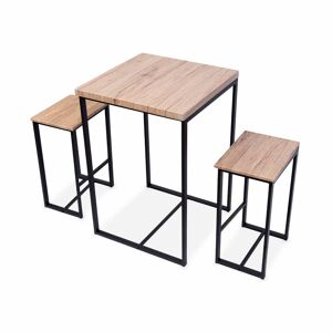 sweeek Set table haute avec 2 tabourets de bar Noir 60x88x60cm
