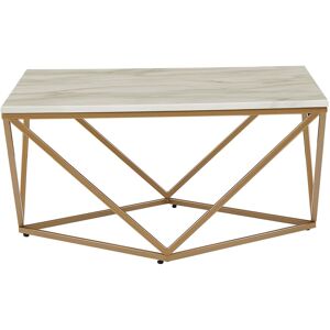 Beliani Table basse effet marbre beige avec pieds dorés Beige 80x41x80cm