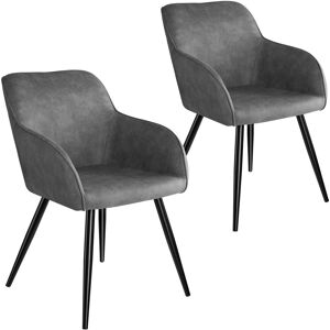 Tectake Ensemble de 2 chaises en cuir synthétique Siège rembourré avec Gris 62x82x58cm