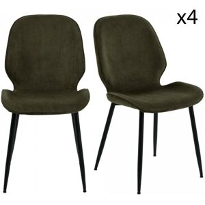 Meubles & Design Lot de 4 chaises design en velours pieds noir vert Vert 48x85x58cm