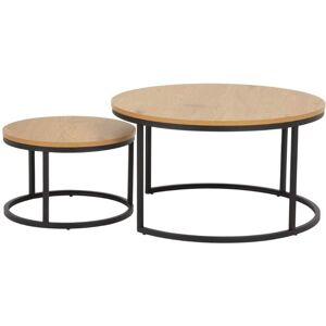 Meubles & Design Tables basses rondes gigognes en bois et métal noir Noir 80x45x80cm