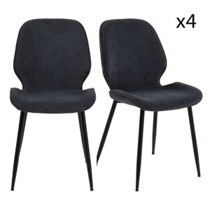 Meubles & Design Lot de 4 chaises design en velours pieds noir gris Gris 48x85x58cm