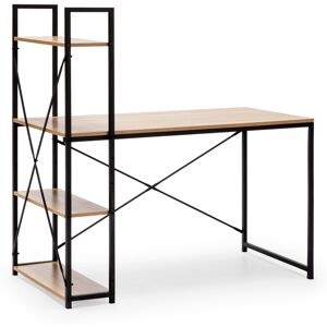 HOMN Bureau noir, 3 étagères, style industriel, 120 cm longueur Noir 120x120x64cm