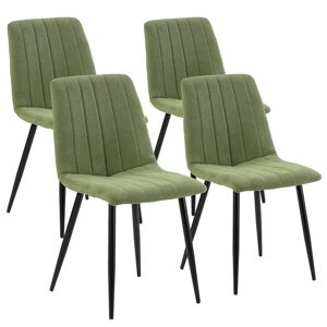 HOMN Pack 4 chaises recouvertes de tissu vert Vert 56x84x45cm