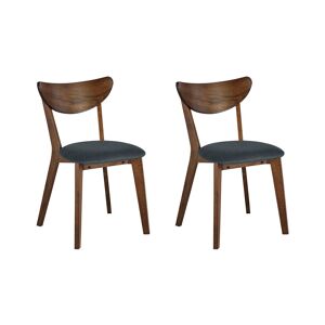 Beliani Lot de 2 chaises de salle à manger en bois foncé Marron 46x80x46cm