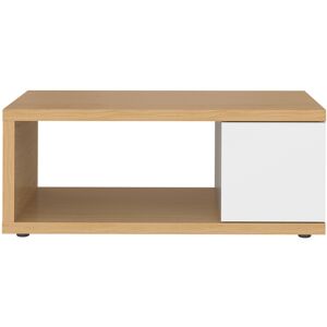 TEMAHOME Table basse placage chêne et blanc Blanc 105x43x55cm