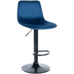 CLP Tabouret de bar velours ajustable pivotant velours Bleu Bleu 43x88x44cm