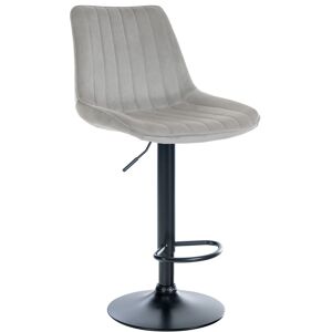 CLP Tabouret de bar velours ajustable pivotant velours Gris Gris 50x91x50cm