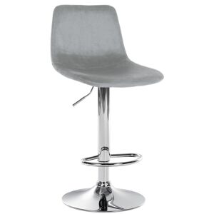 CLP Tabouret de bar velours ajustable pivotant velours Gris Gris 43x88x44cm